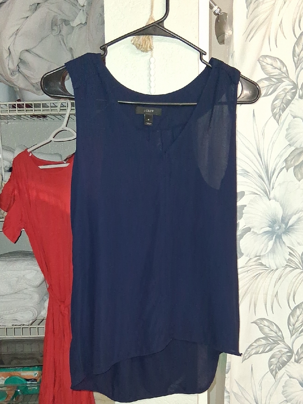 J. Crew Navy Sleeveless Chiffon Overlay Camisole